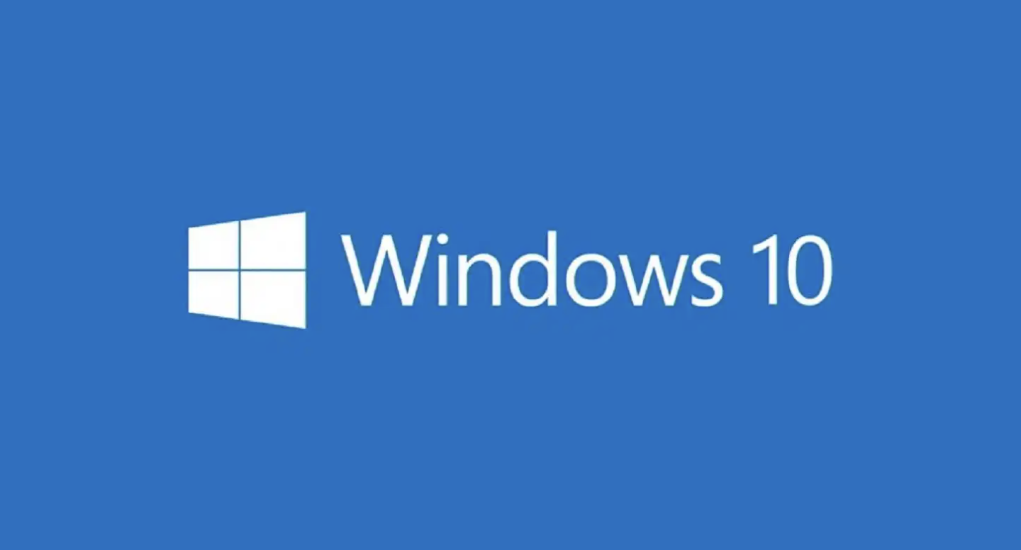 the words ''Windows 10'' in white on a blue background
