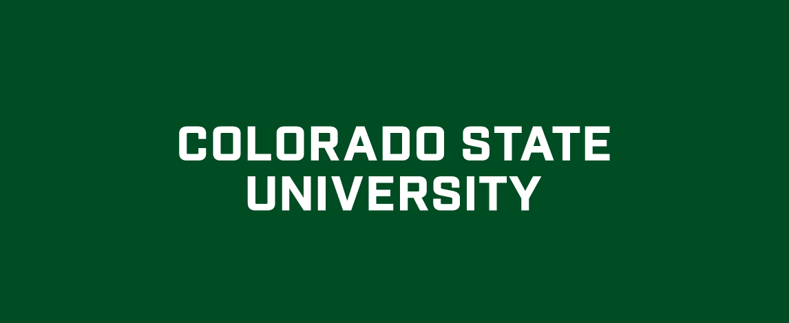 a green background with the words ''Colorado State University'' in white text