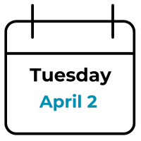 picture of calendar with date Tuesday, April 2
