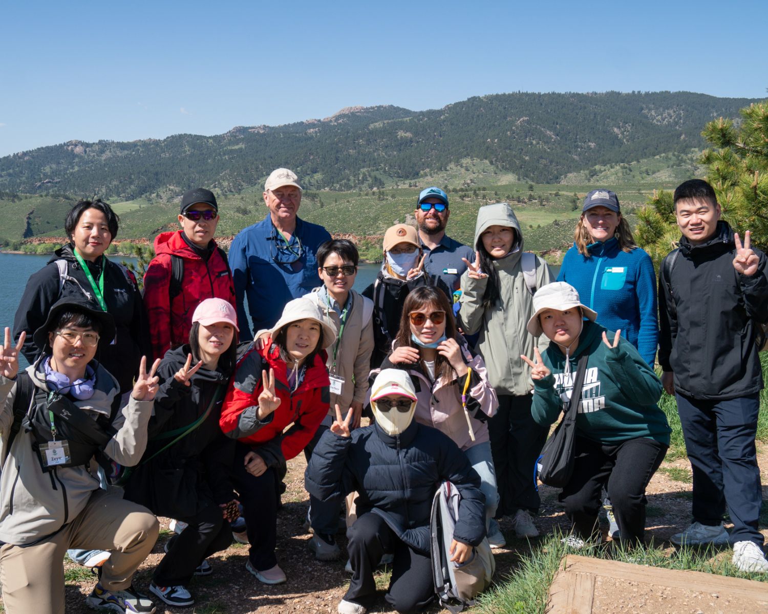 Group photo in front of Horsetooth Reservoir
