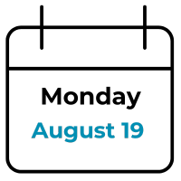 picture of calendar with date Monday, August 19