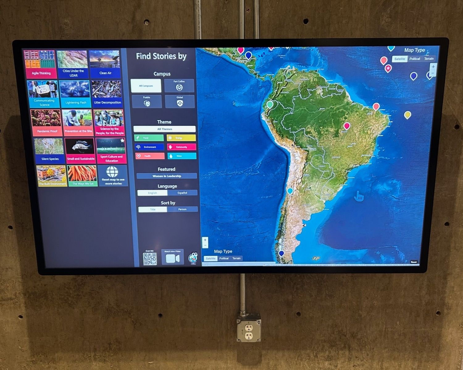 photo of Impacto screen featuring South America