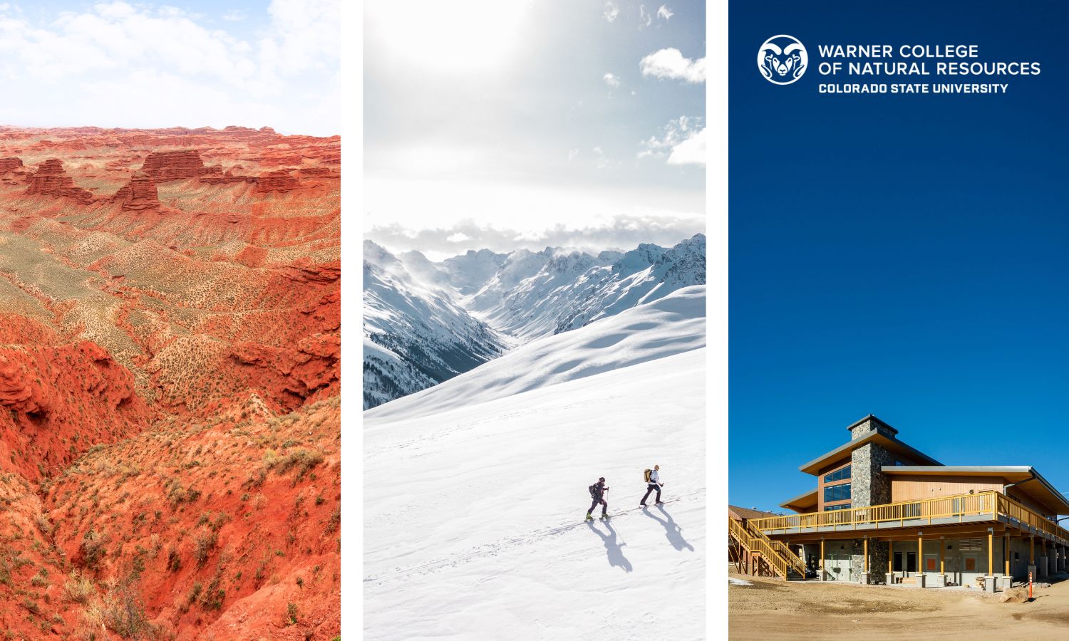 photo collage of nature scenes to make red, white, and blue