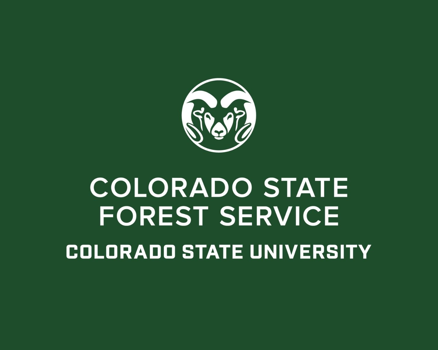 white Colorado State Forest Service logo on green background