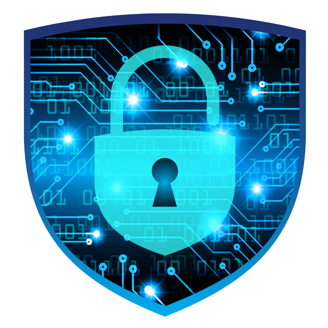 icon of a lock with a key hold inside of a shield