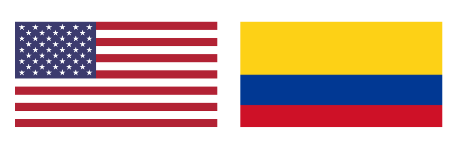 photo of the American flag and the Colombian flag