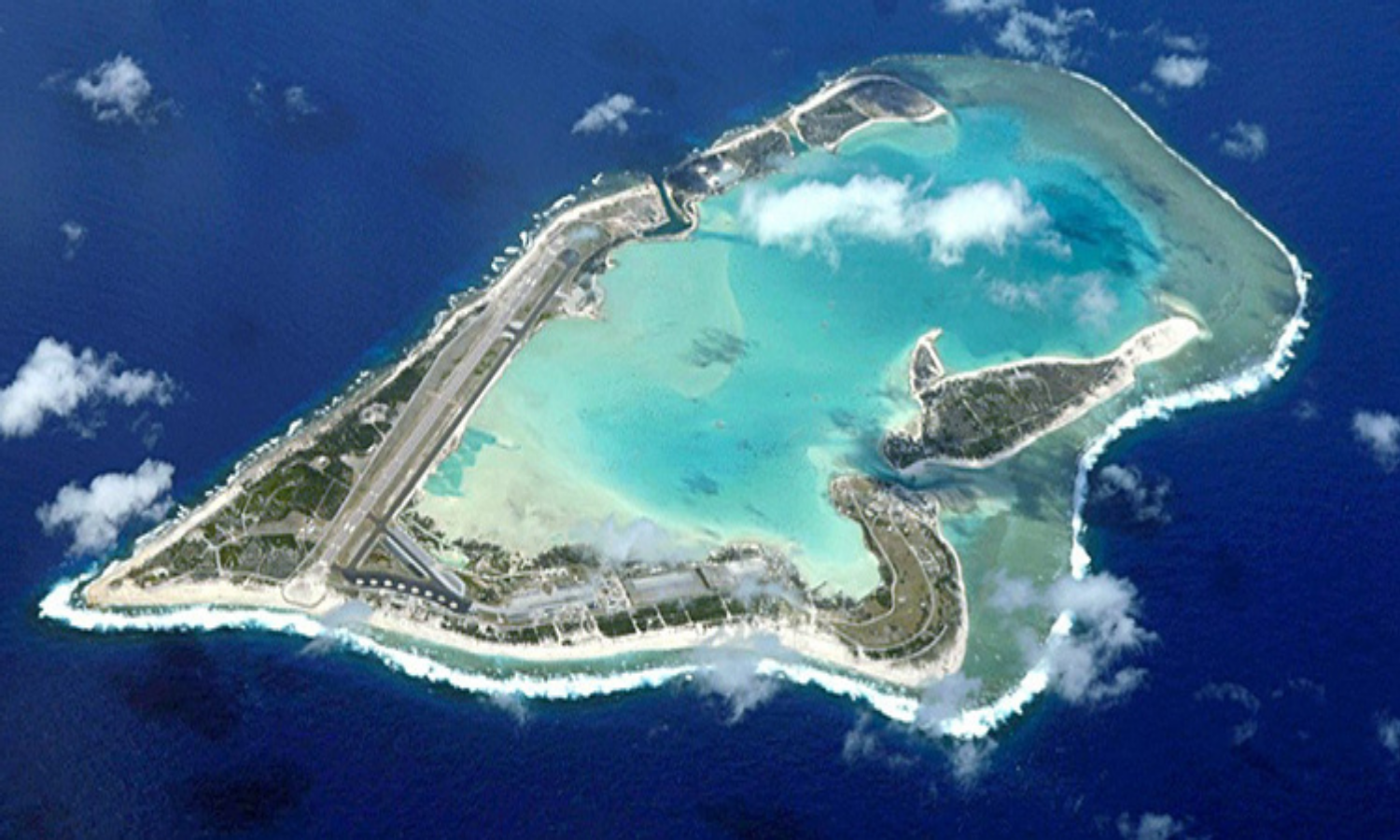 an aerial view of the Wake Atoll 
