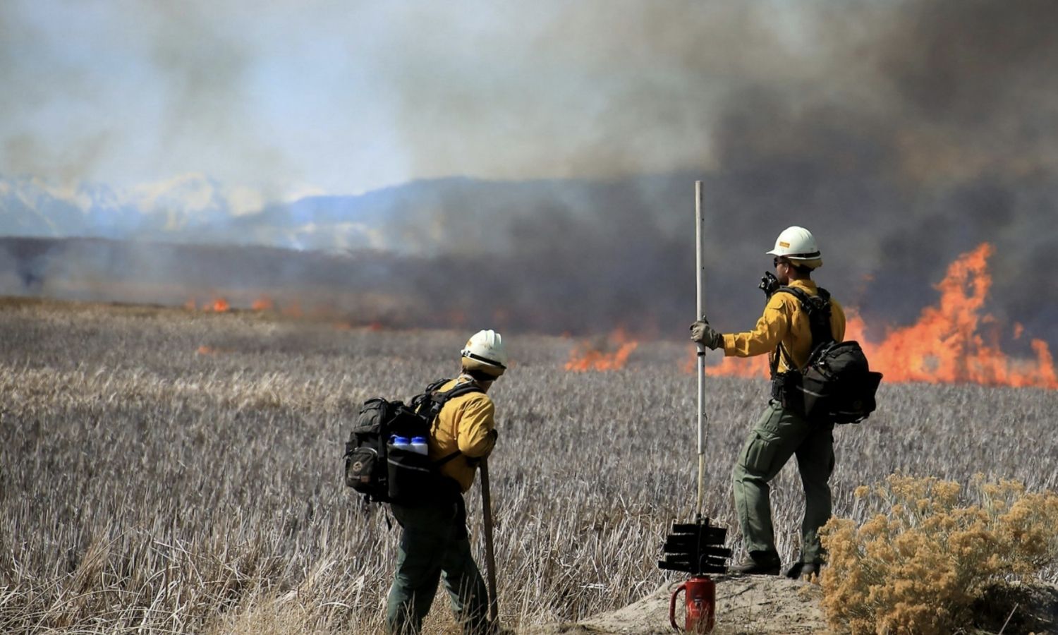 Firefighters battling fire