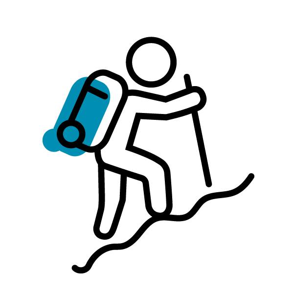 Icon of a person hiking.