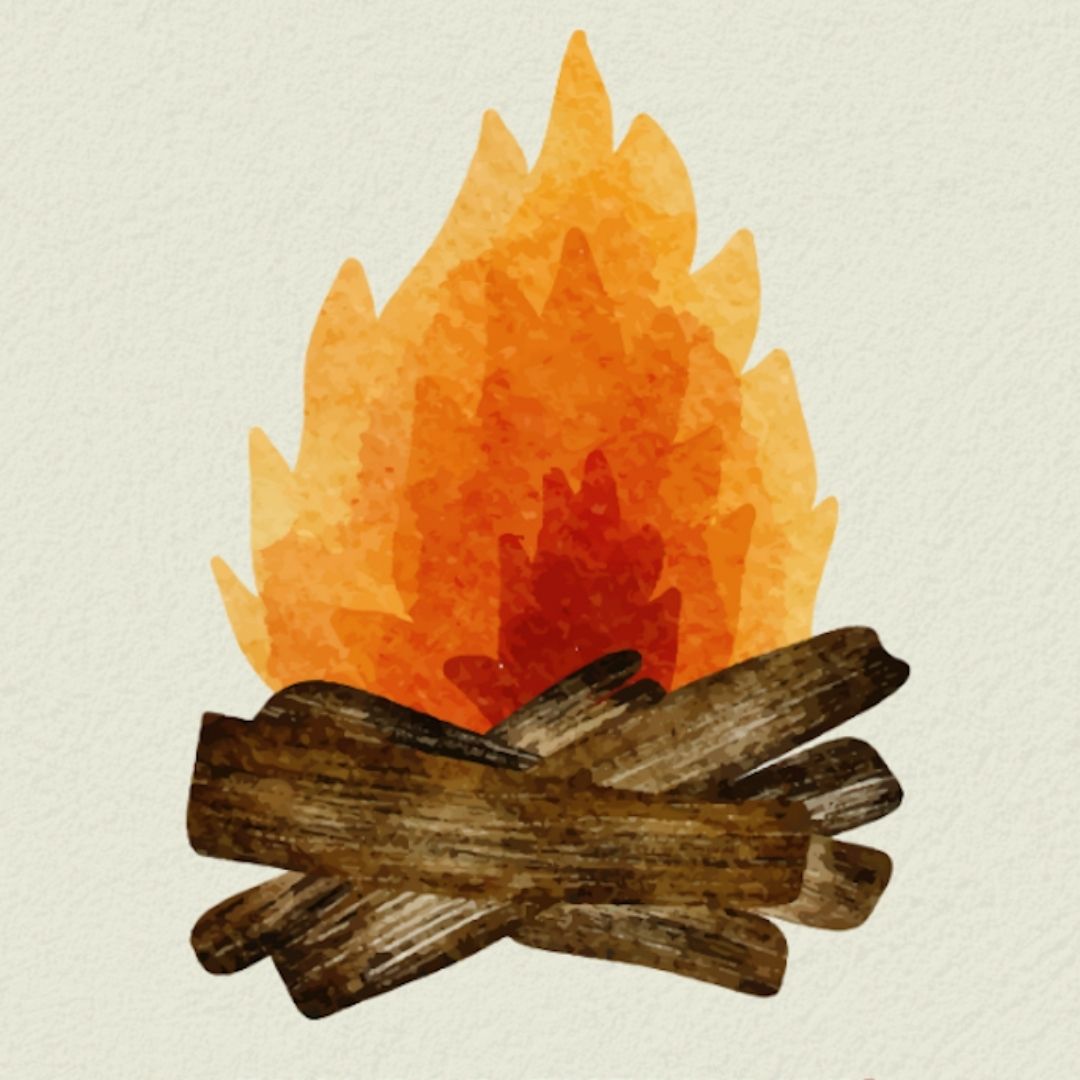 A graphic of a campfire