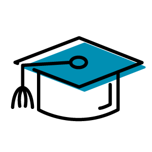 A graphic of a mortar board